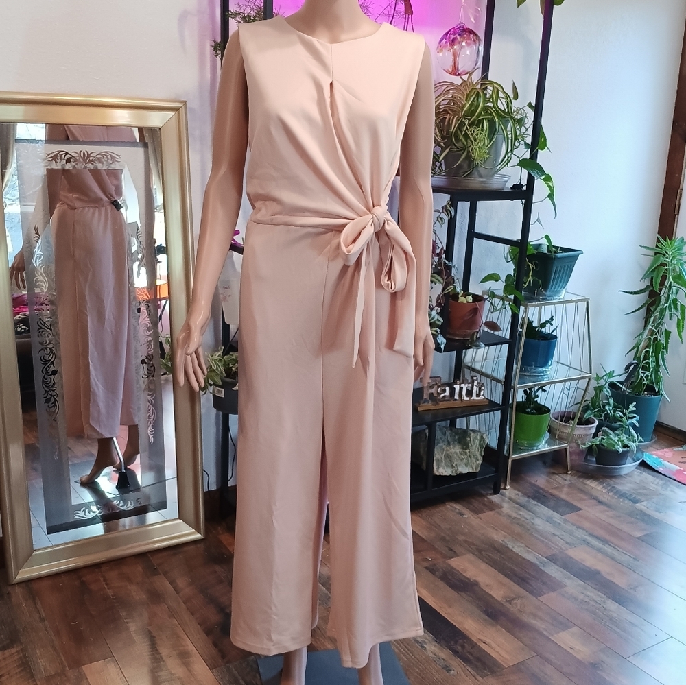 Elegant Blush Tie-Front Jumpsuit